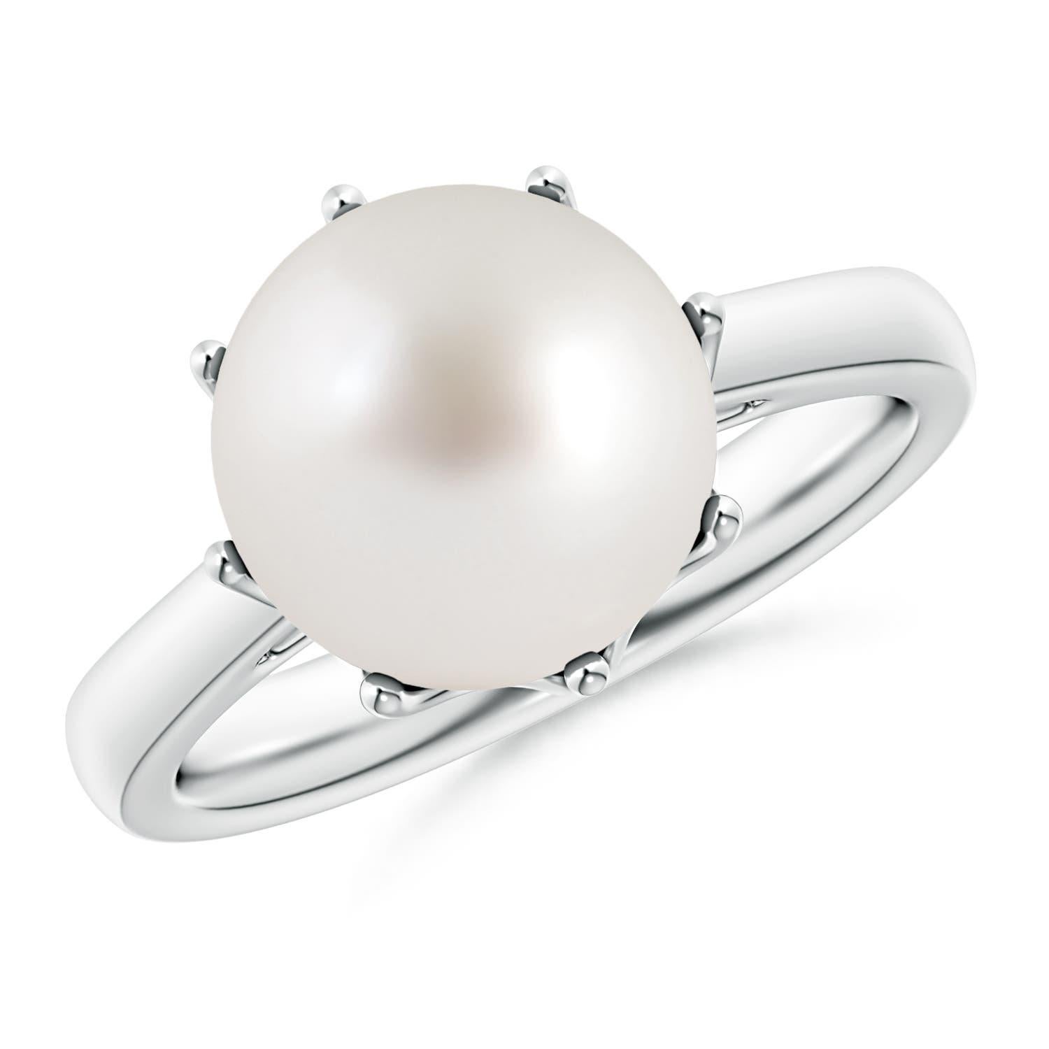 Angara Anello con corona solitario di perle coltivate dei mari del sud in oro massiccio 14K per donna in vendita 2