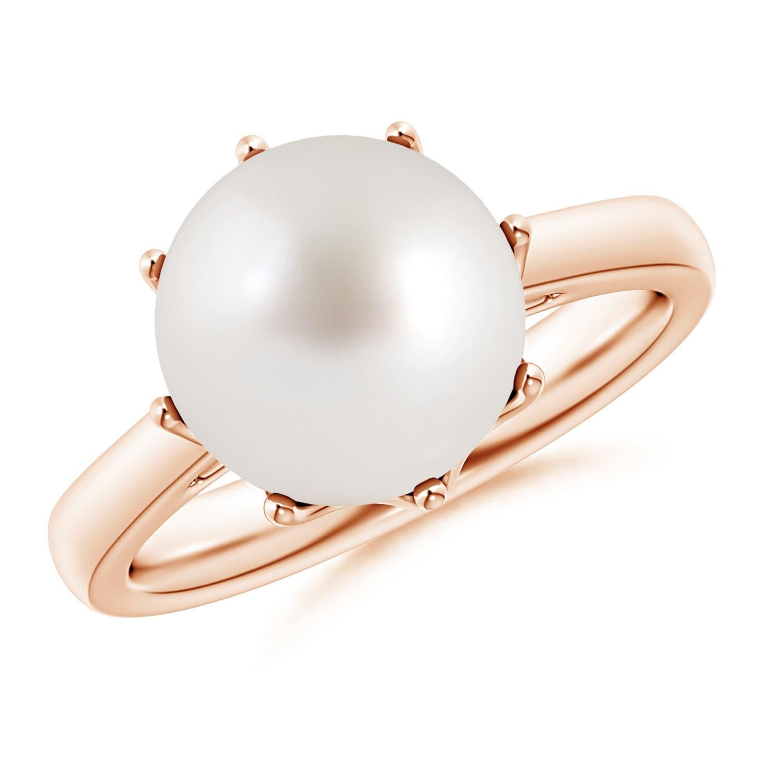 Angara Anello con corona solitario di perle coltivate dei mari del sud in oro massiccio 14K per donna in vendita 3