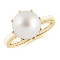 Angara Anello con corona solitario di perle coltivate dei mari del sud in oro massiccio 14K per donna