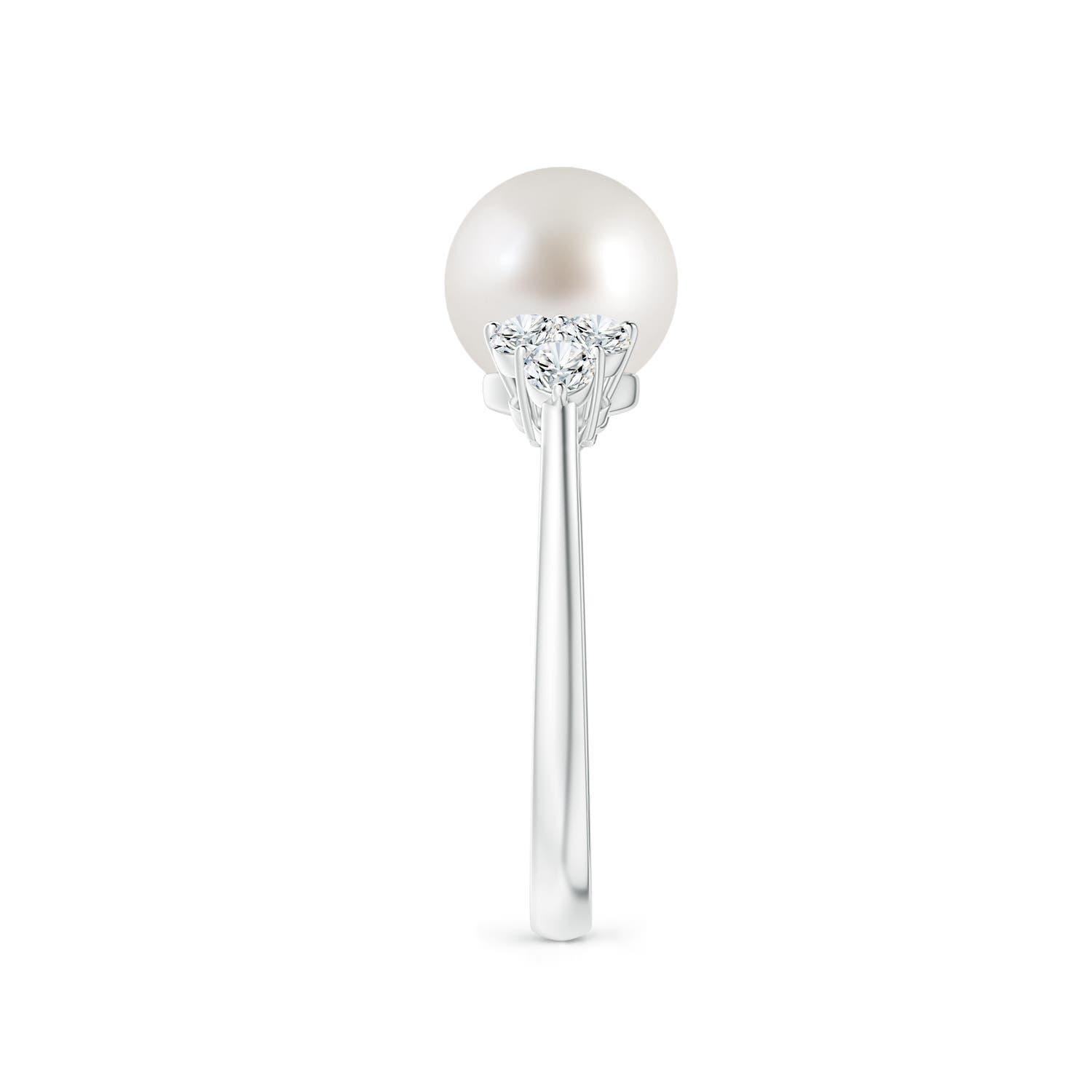 Anello Angara con perle di coltura dei mari del sud e Trio di diamanti in oro massiccio 14K per donna In condizioni Nuovo in vendita a Los Angeles, CA