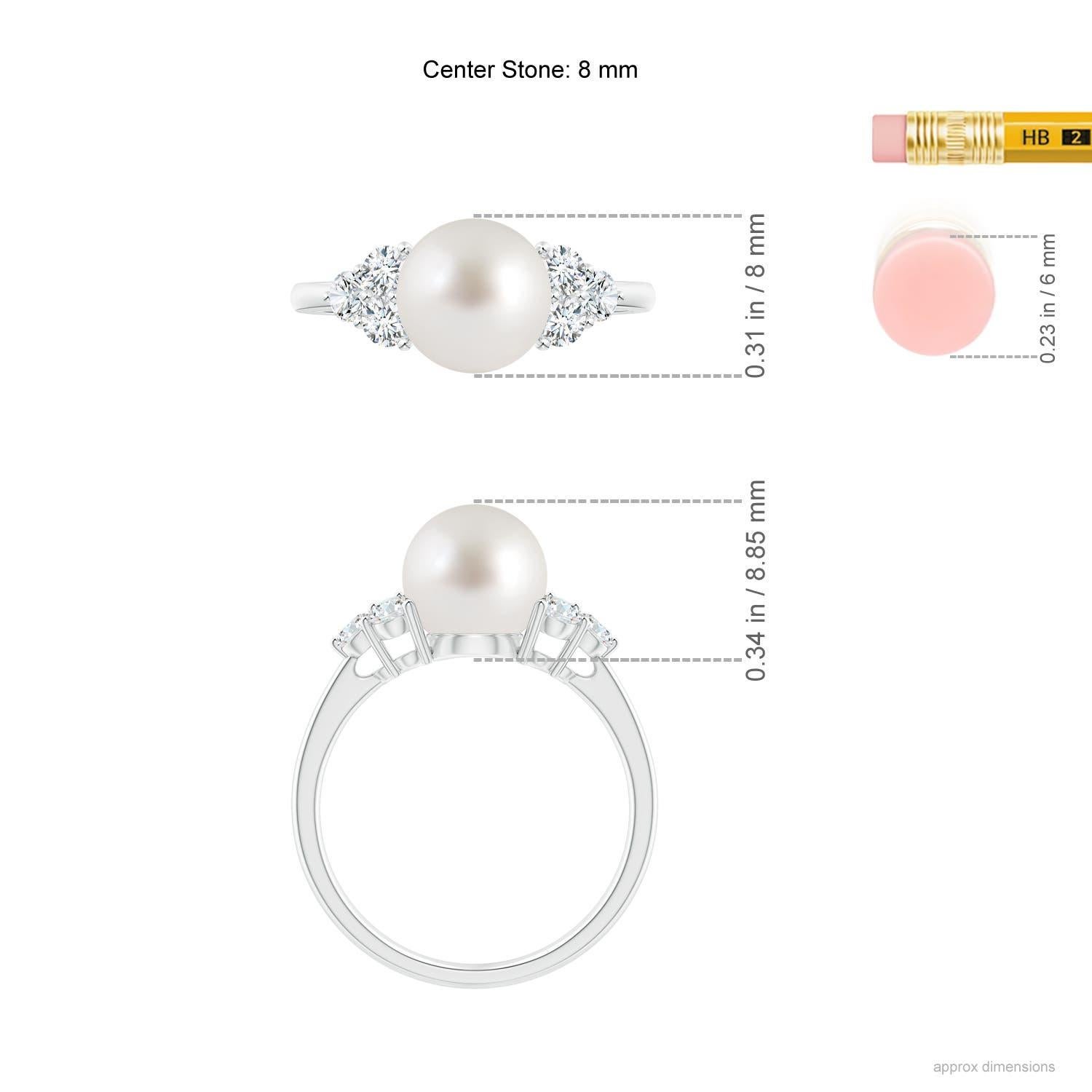 Anello Angara con perle di coltura dei mari del sud e Trio di diamanti in oro massiccio 14K per donna in vendita 1