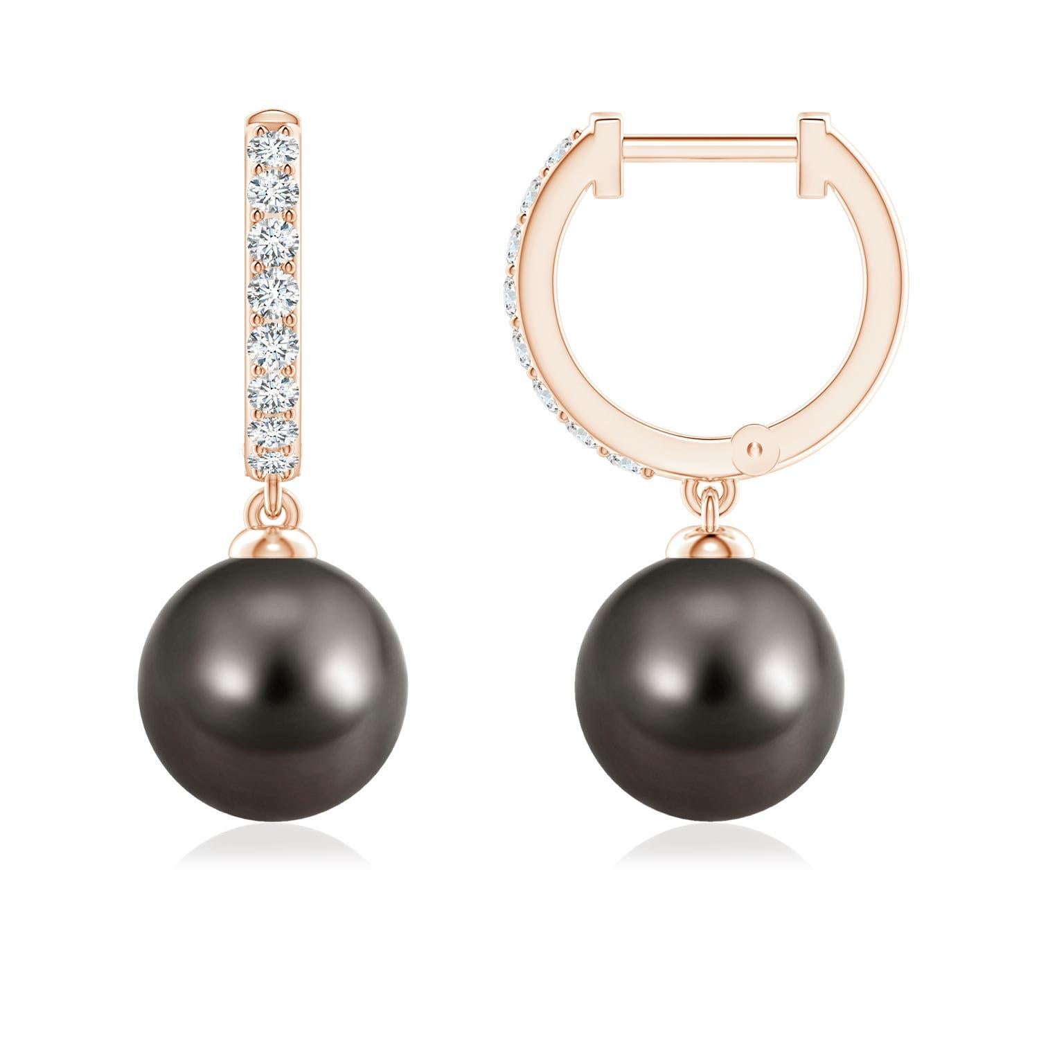 Angara - Boucles d'oreilles en or massif 14 carats avec perles de culture de Tahiti pour femmes Pour femmes en vente