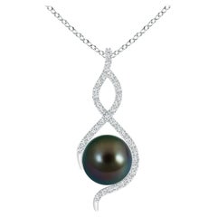 Angara Tahitian Cultured Pearl Infinity Twist Pendant in 14K Solid Gold