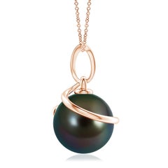 Pendentif spirale en or massif 14K avec perles de culture de Tahiti Angara et diamants