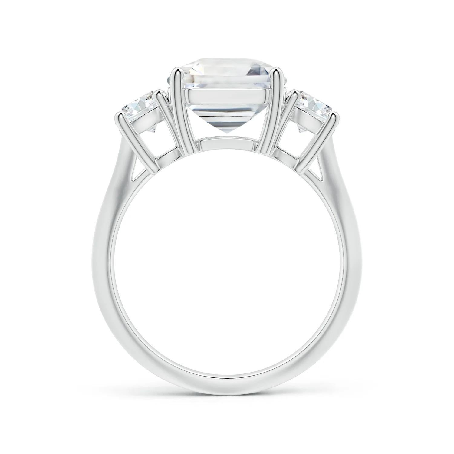 For Sale:  Angara Three Stone Gia Certified Emerald-Cut White Sapphire Ring in White Gold 2