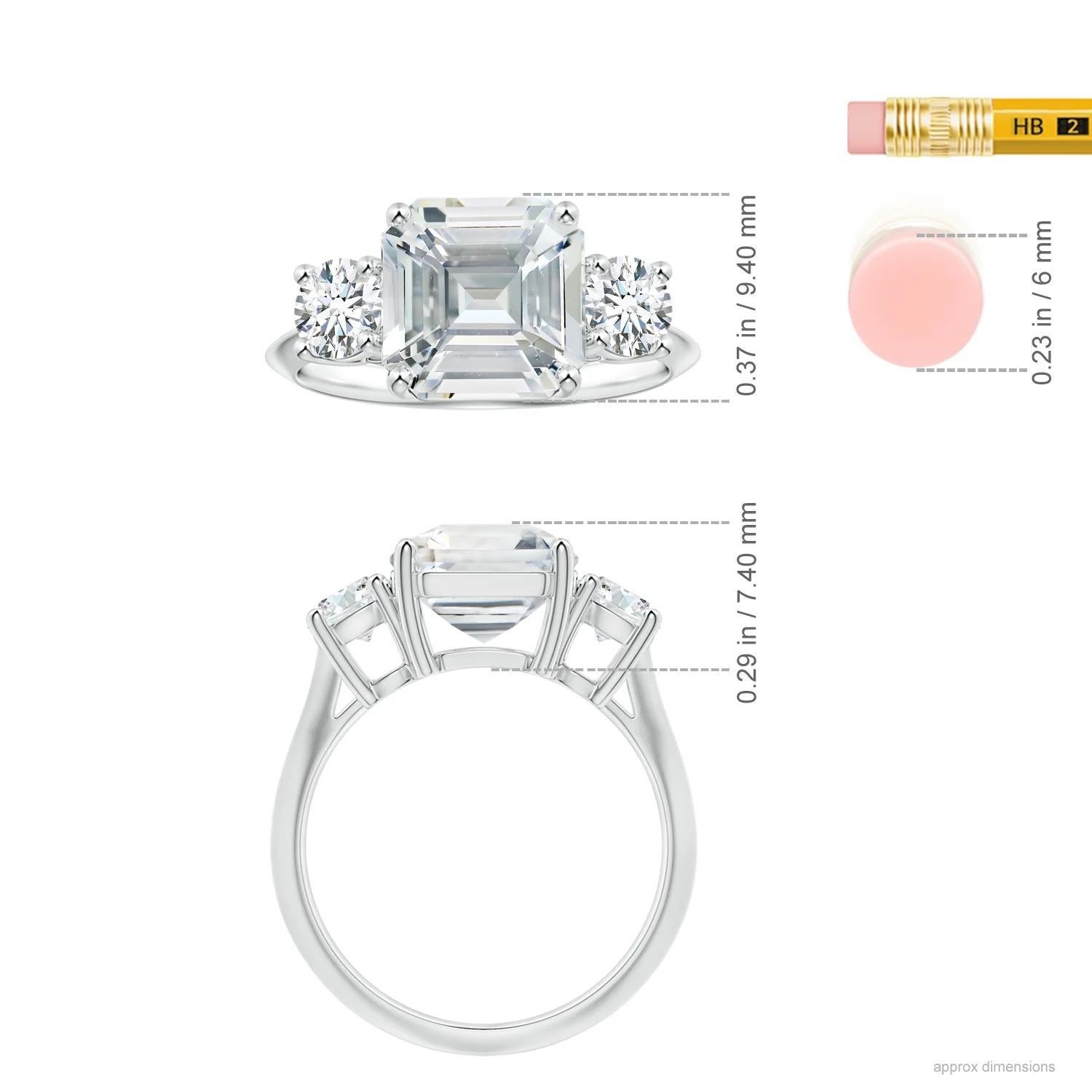 ANGARA Three Stone GIA Certified Emerald-Cut White Sapphire Ring in White Gold 5
