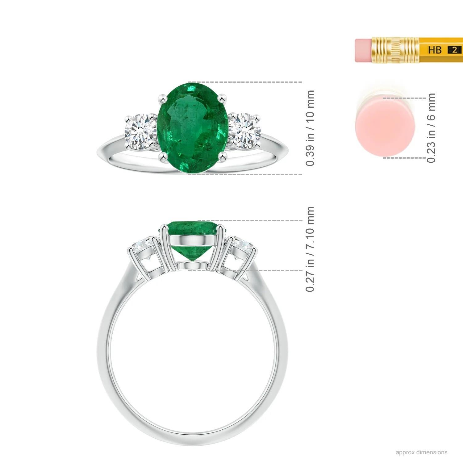 ANGARA Three Stone GIA Certified Emerald Shank Ring in Platinum with Diamonds 5