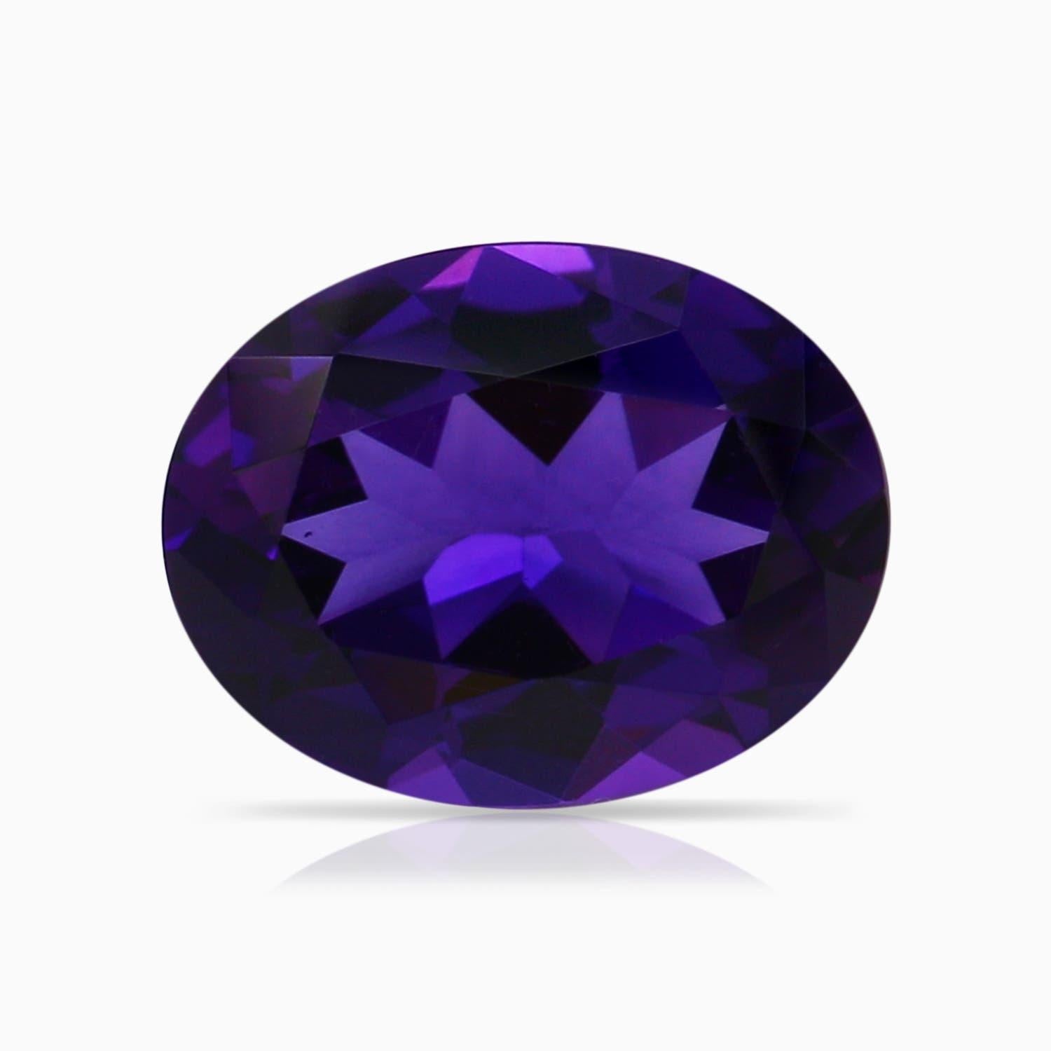 ANGARA Three Stone GIA Certified Natural Oval Amethyst Feather Ring in Platinum 6