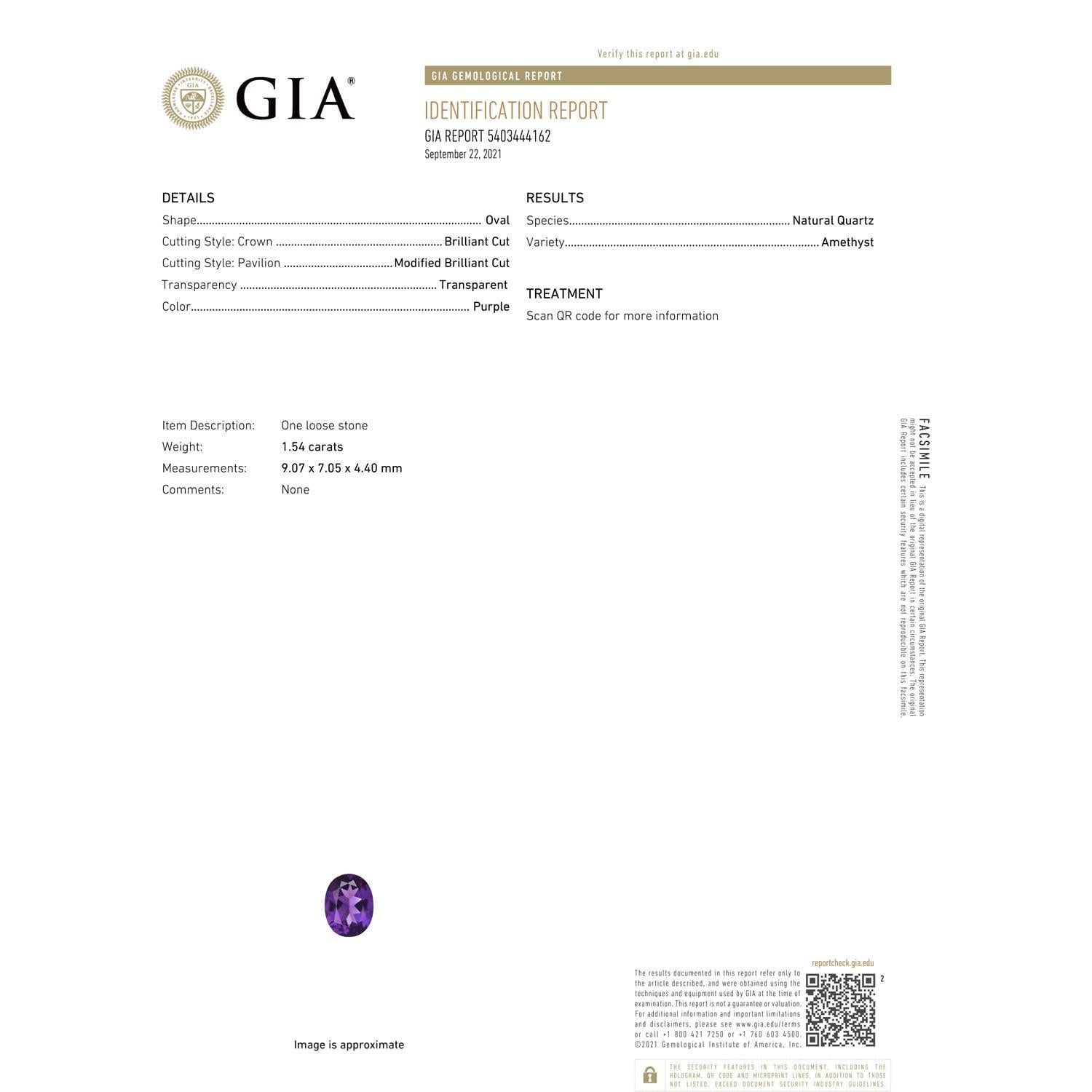 ANGARA Three Stone GIA Certified Natural Oval Amethyst Ring in 14K White Gold 3