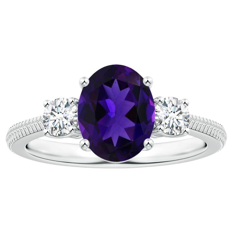 Customizable ANGARA Three Stone GIA Certified Natural Oval Amethyst ...