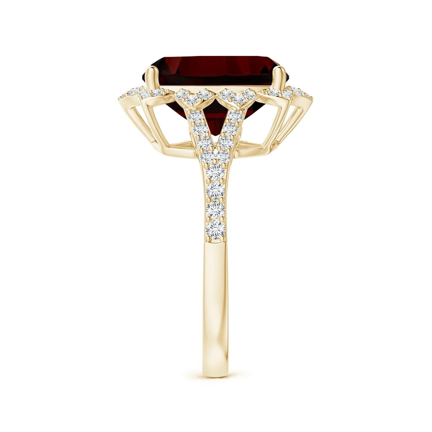 For Sale:  Vintage Style GIA Certified Natural Cushion Garnet Halo Yellow Gold Ring 3