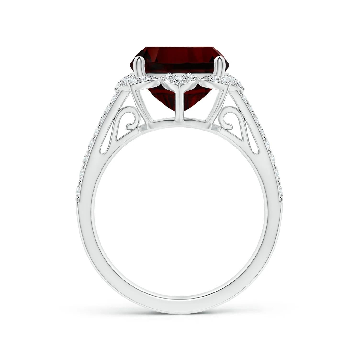 For Sale:  Vintage Style GIA Certified Natural Garnet Floral Halo Ring in Platinum 2