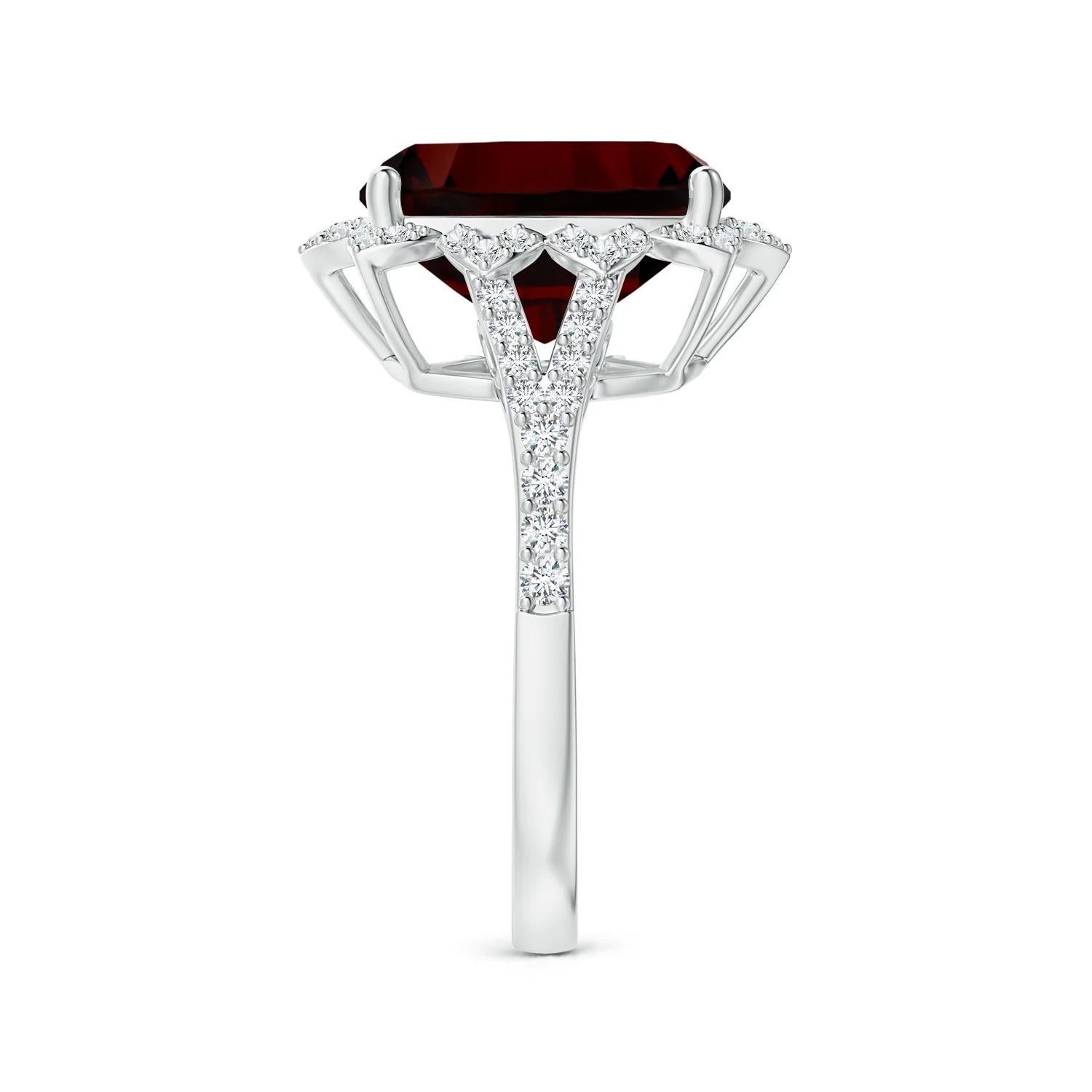 For Sale:  Vintage Style GIA Certified Natural Garnet Floral Halo Ring in Platinum 3
