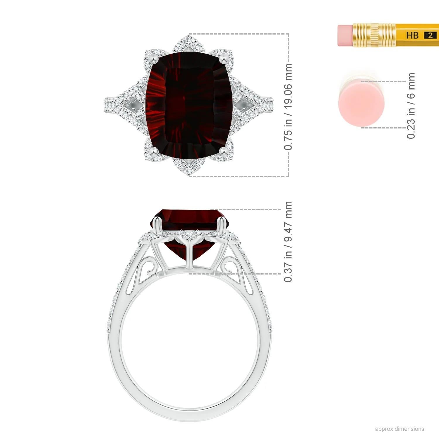 For Sale:  Vintage Style GIA Certified Natural Garnet Floral Halo Ring in Platinum 5
