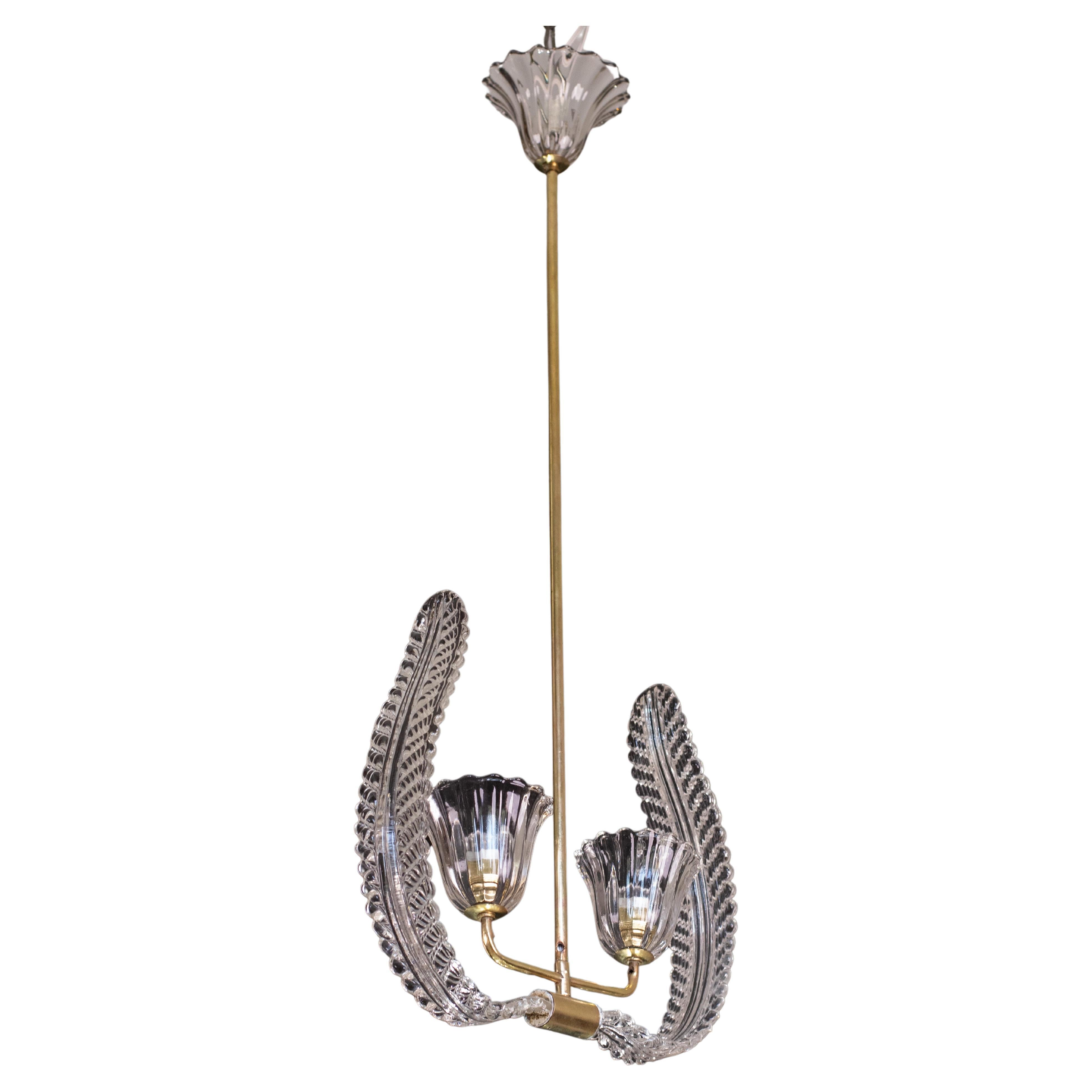 "Angel", 2 Light Chandelier or Pendant Lamp by Barovier & Toso, 1940s