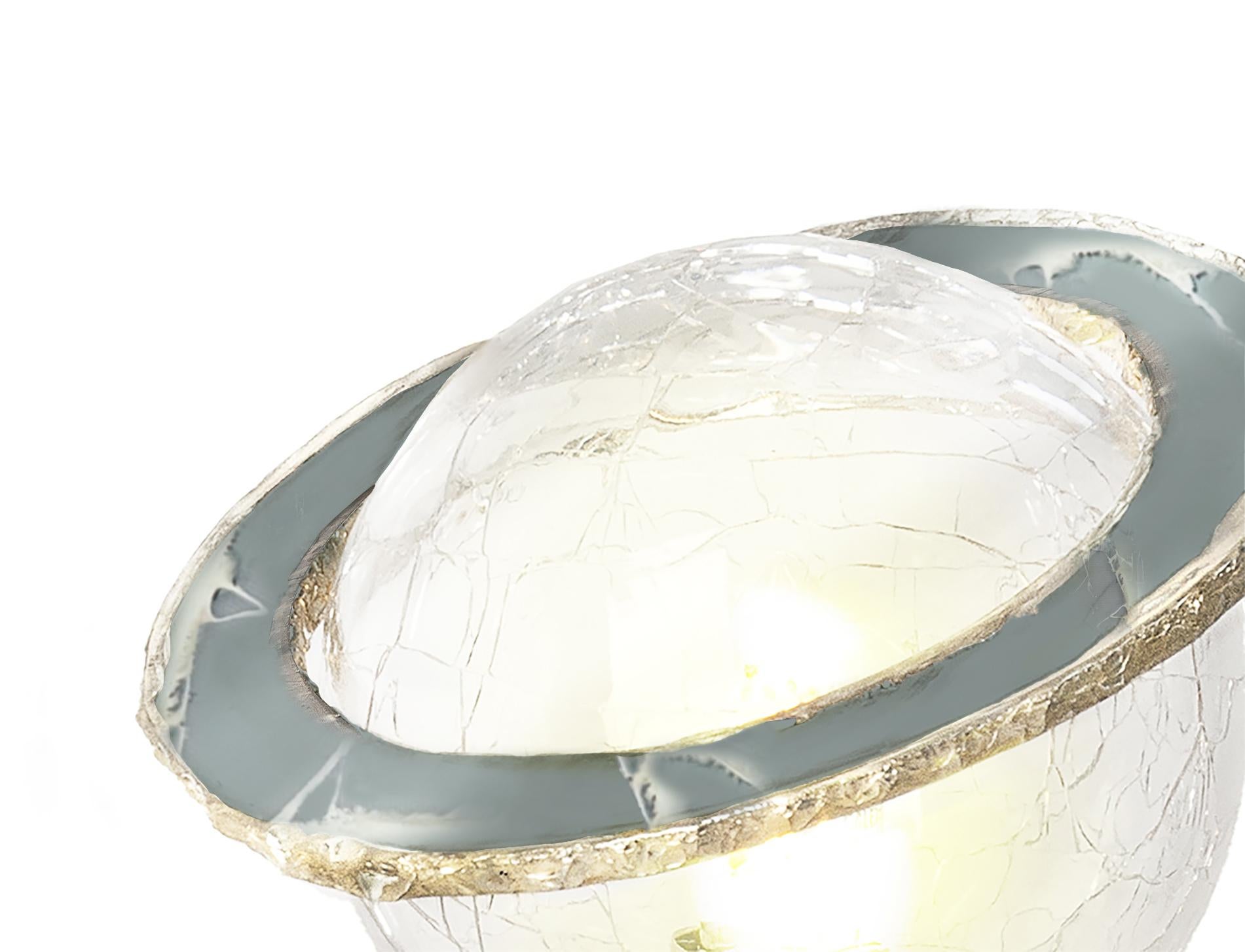 Lampe contemporaine Angel 22 en forme de bol en cristal, anneau en verre argenté coloré en vente 5