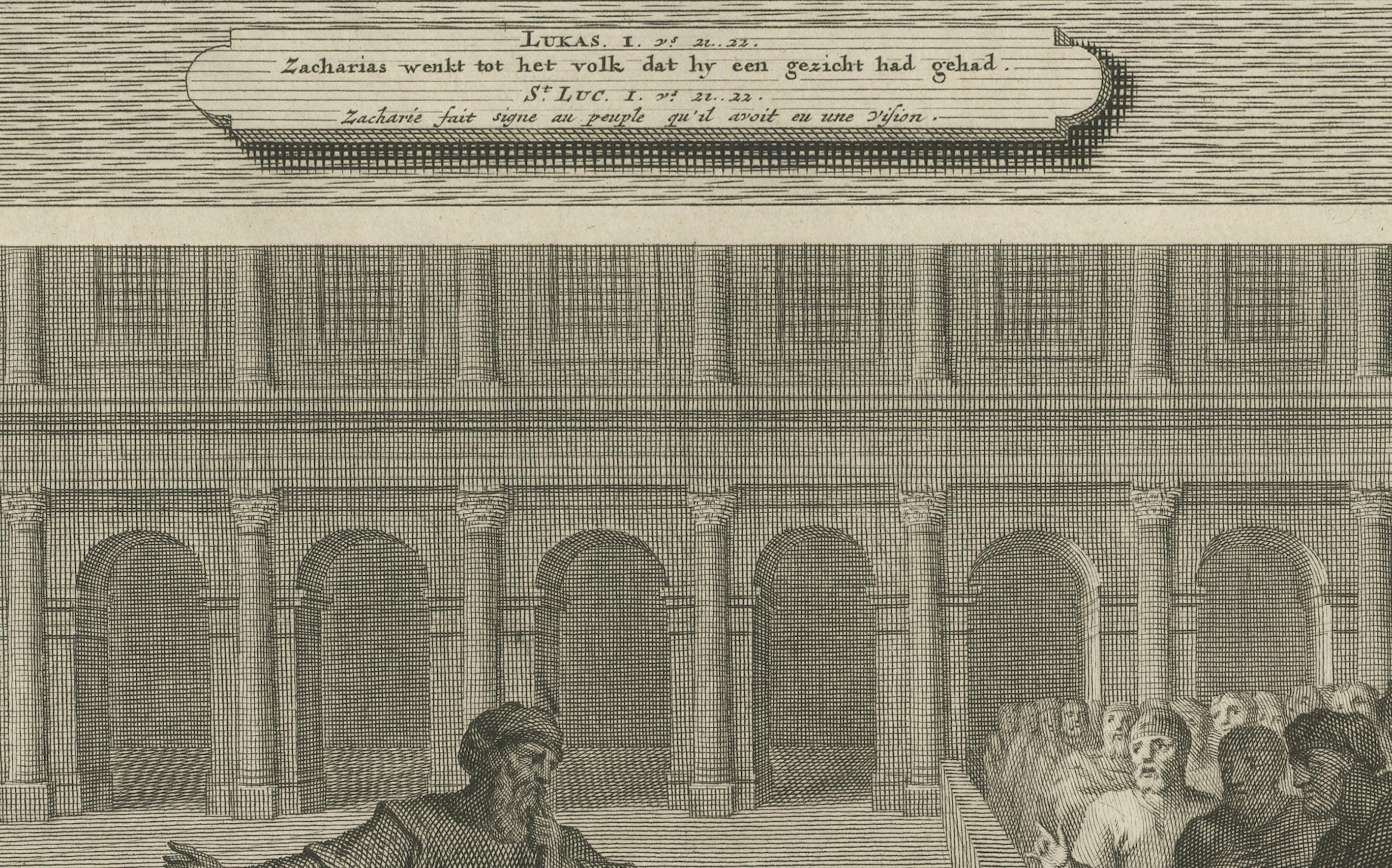 Dutch Angel Appears to Zechariah & Zechariah Struck Mute, Pieter Mortier, ca. 1700 For Sale