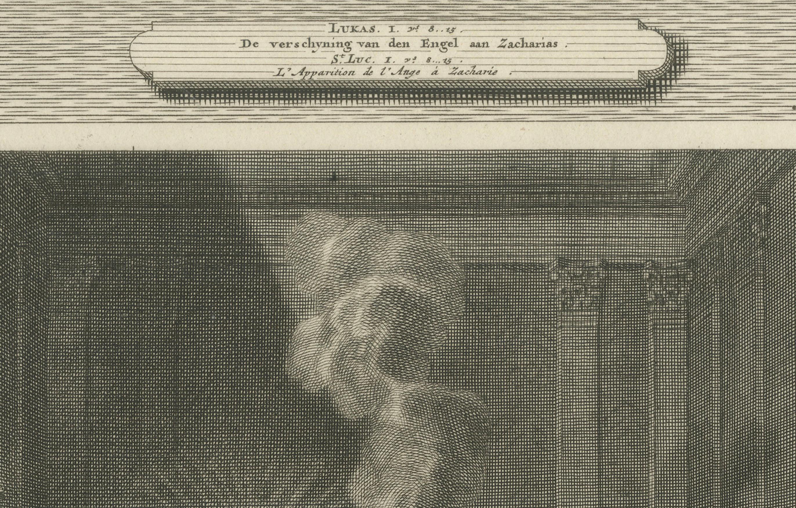 Angel Appears to Zechariah & Zechariah Struck Mute, Pieter Mortier, ca. 1700 In Good Condition For Sale In Langweer, NL