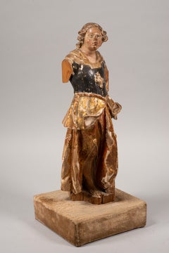 Angel, archangel, or saint, on a base. Spanish school, 17th century.
