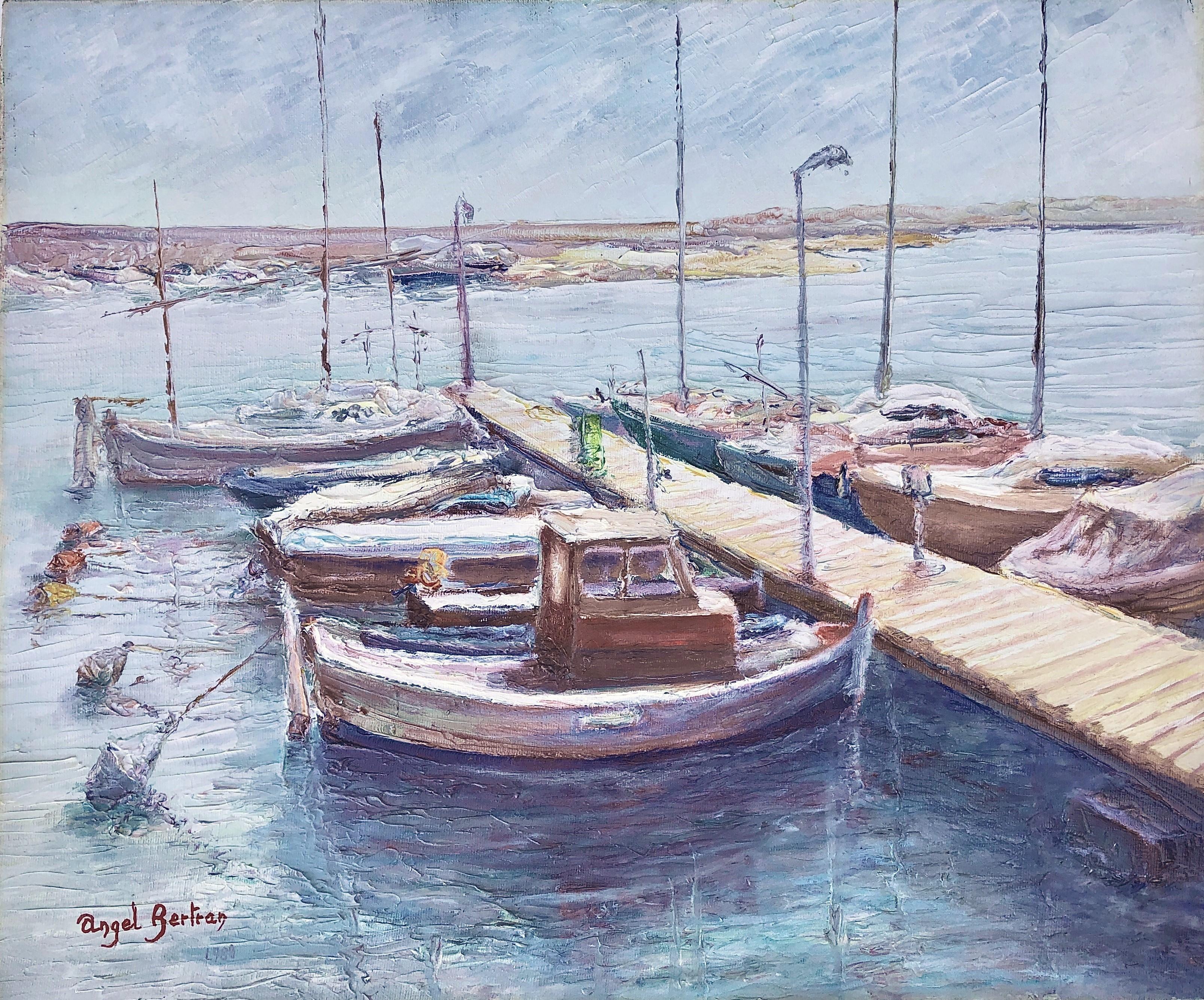 Leisure port, sports port oil on canvas painting spanish seascape
