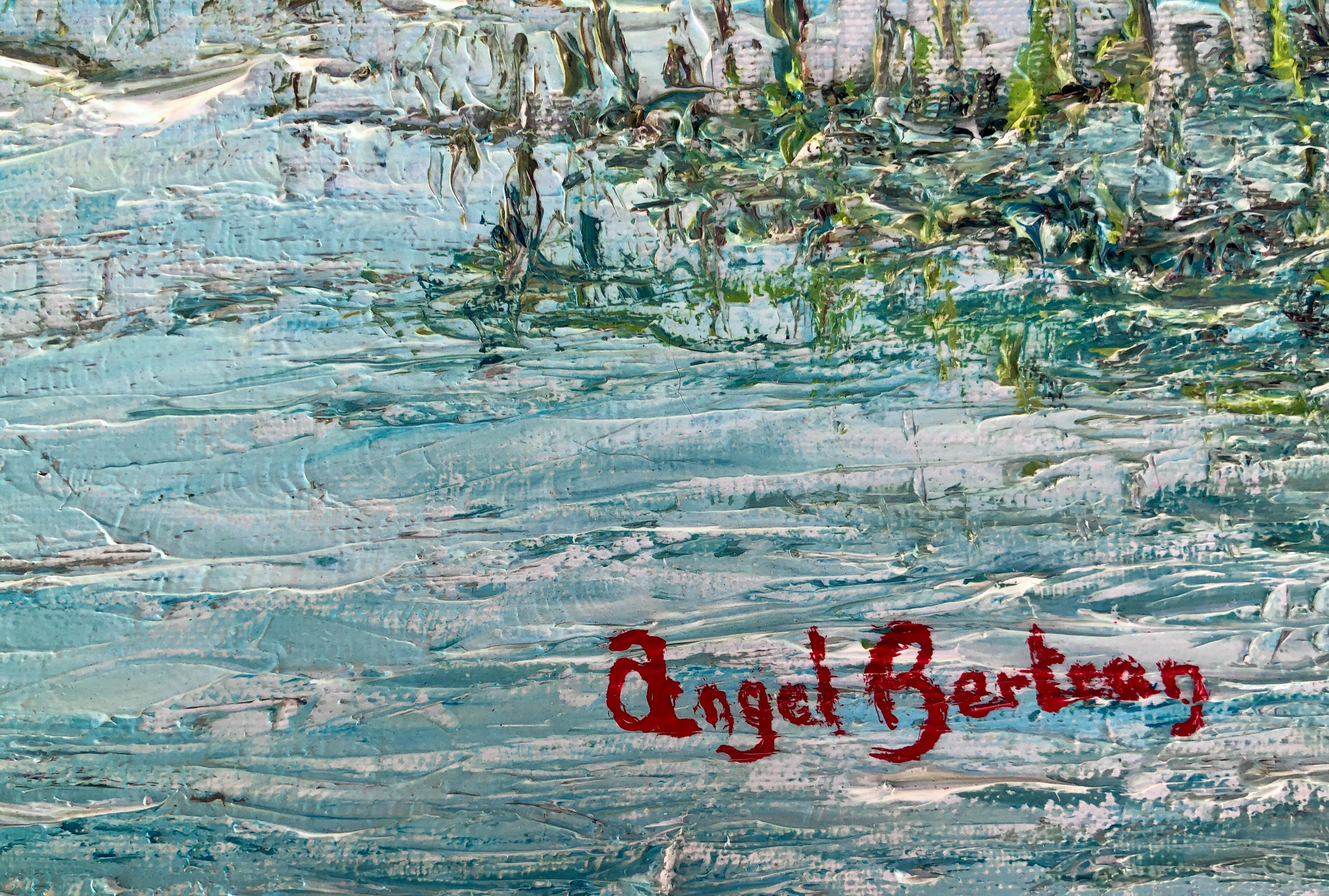 Marsh oil on canvas painting spanish seascape - Painting by Angel Bertran Montserrat