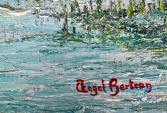 Mediterranean Marsh Landscape with Heavy Impasto Catalan Expressionist Oil Paint