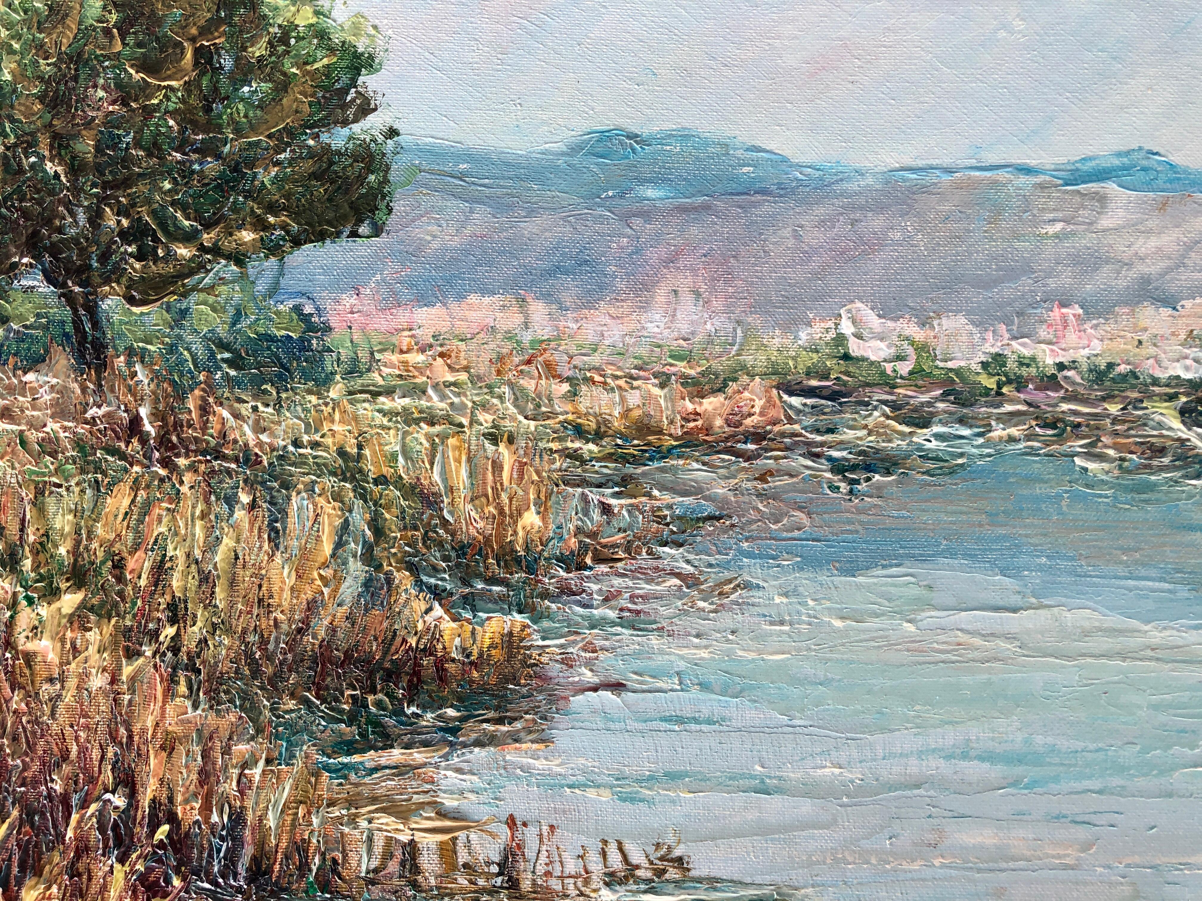 Marsh oil on canvas painting spanish seascape - Gray Landscape Painting by Angel Bertran Montserrat