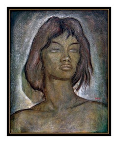 ANGEL BOTELLO Original Painting Oil on Board Olga Female Portrait Signed Artwork