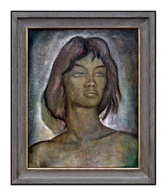 ANGEL BOTELLO Original Painting Oil on Board Olga Female Portrait Signed Artwork