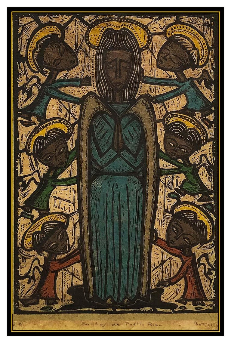 Angel Botello Angel Botello Color Woodcut Etching Hand Signed Cubism