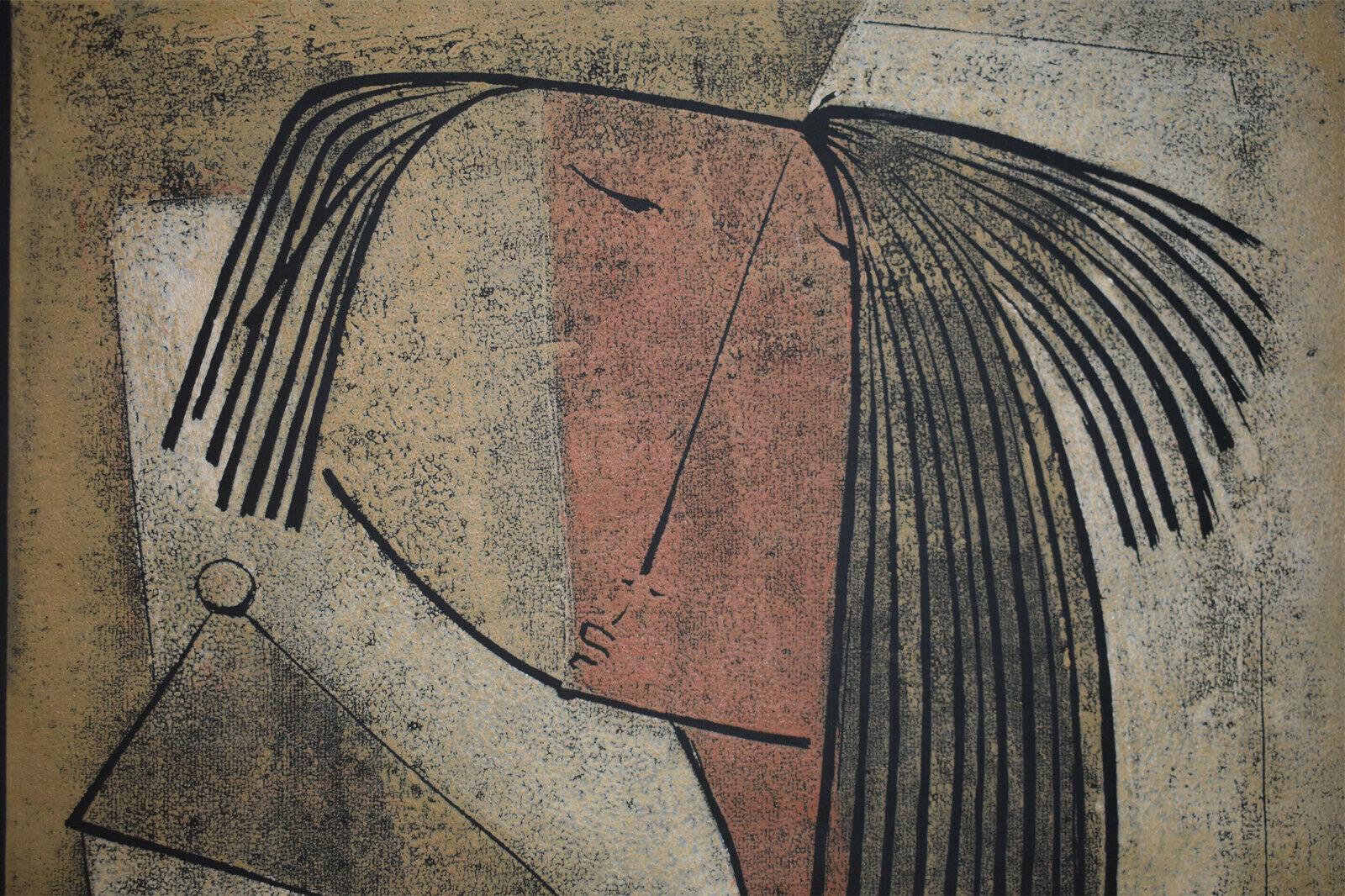 Angel Botello, Linocut in colors on black paper, ca 1975 signed & numbered For Sale 2