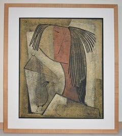 Angel Botello, Linocut in colors on black paper, ca 1975 signed & numbered