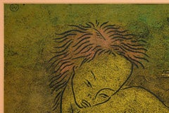 Angel Botello "Two Figures" Color Linocut C-1950