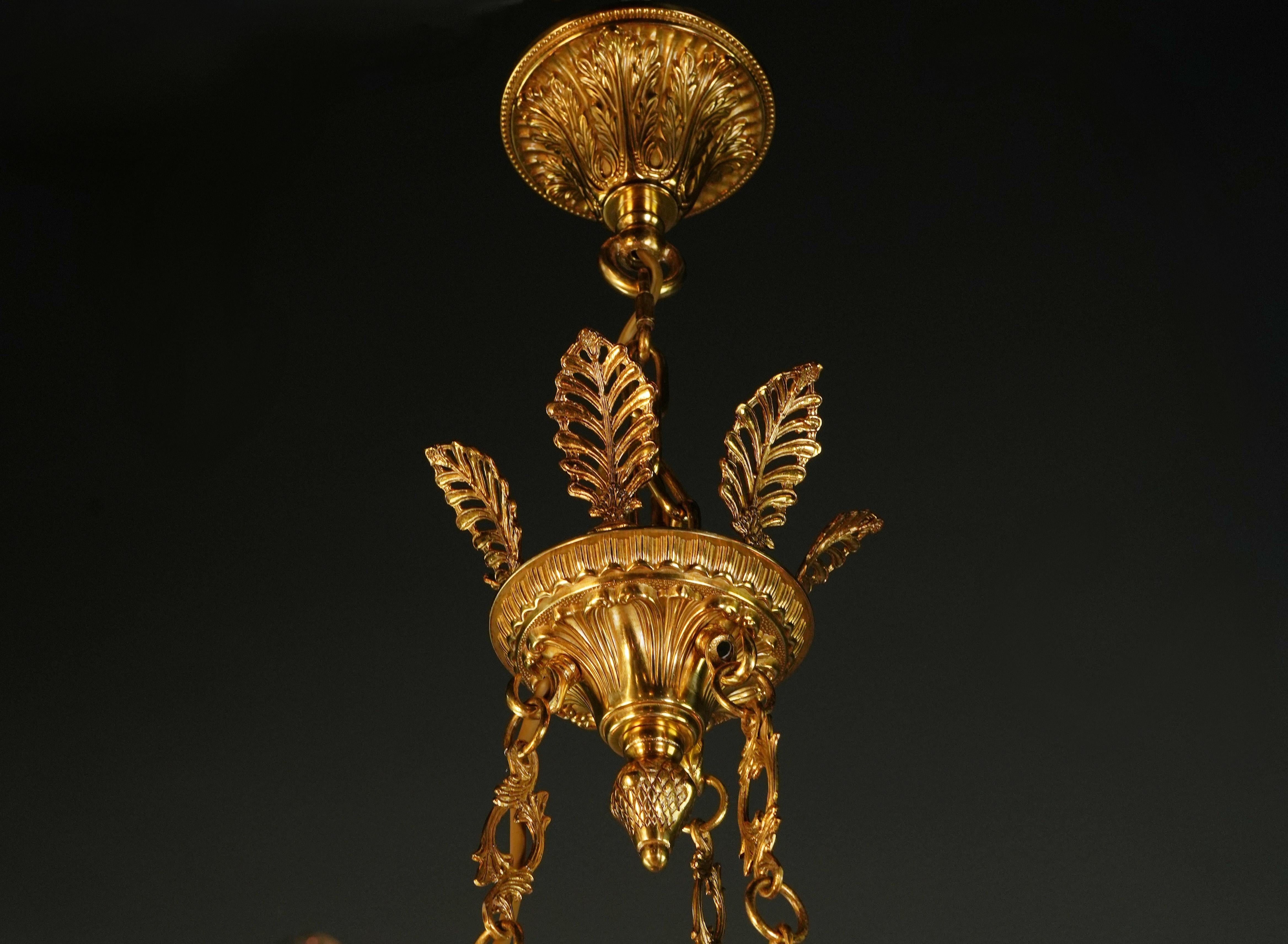 Angel Brass Empire Chandelier Lustre Lamp Antique Gold For Sale 9