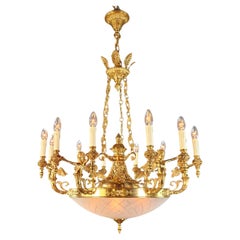 Angel Brass Empire Chandelier Lustre Lamp Antique Gold