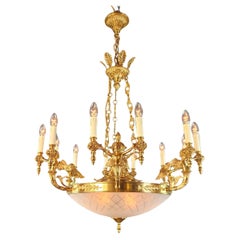 Angel Brass Empire Chandelier Lustre Lamp Vintage Gold