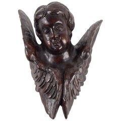 Angel Carved Wood, Antiquity Of The 19th Century, Religious Art