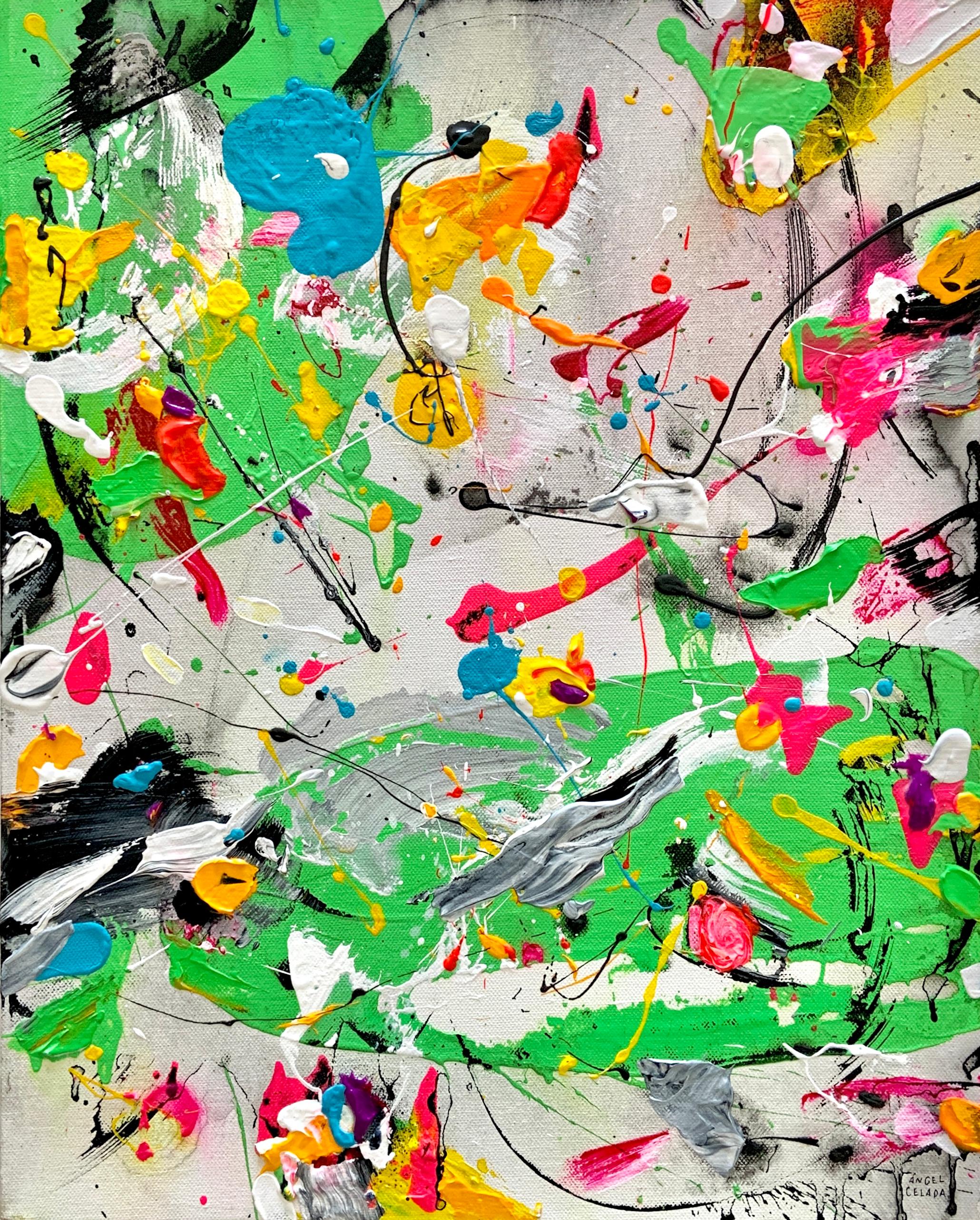 Colorful Abstract Expressionist Painting, Acrylic on Canvas, Signed Original