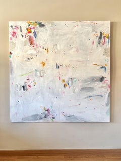 Großes abstraktes Mixed Media Gemälde, Grautöne, 140cm. Innere Natur