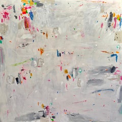 Großes abstraktes Mixed Media Gemälde, Grautöne, 140cm. Innere Natur