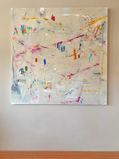 Grande quadro astratto contemporaneo Gestural Mixed Media Mediterranean Light