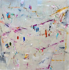 Grande quadro astratto contemporaneo Gestural Mixed Media Mediterranean Light
