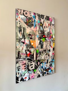 Urbane Mixed-Media-Collage-Malerei mit Epoxidharz – zeitgenössische Street-Art