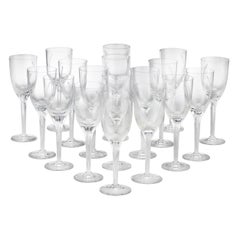 Vintage Angel Champagne Flutes by Lalique, Set of 18