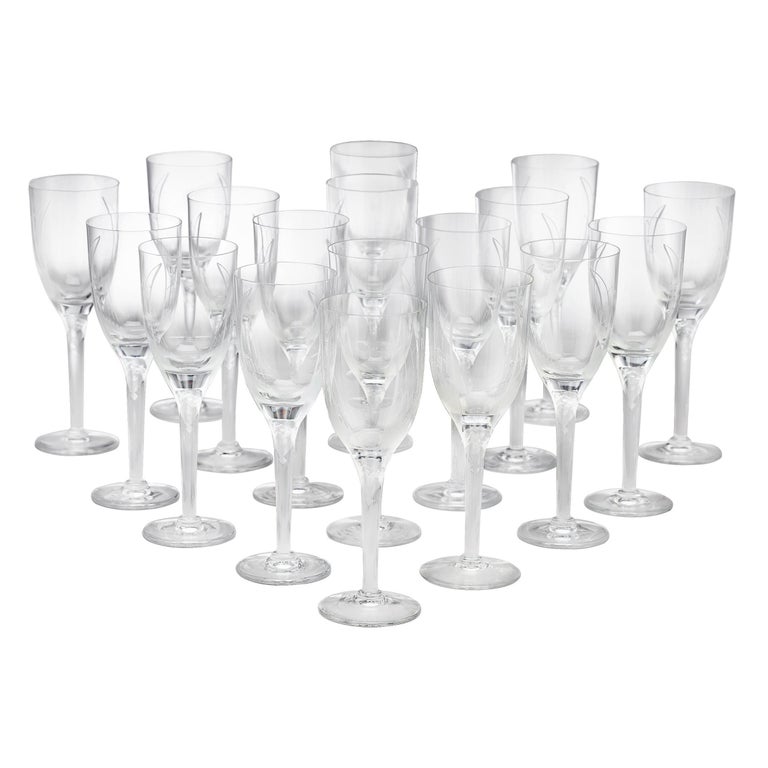 Angel Champagne Flutes by Lalique, Set of 18 at 1stDibs