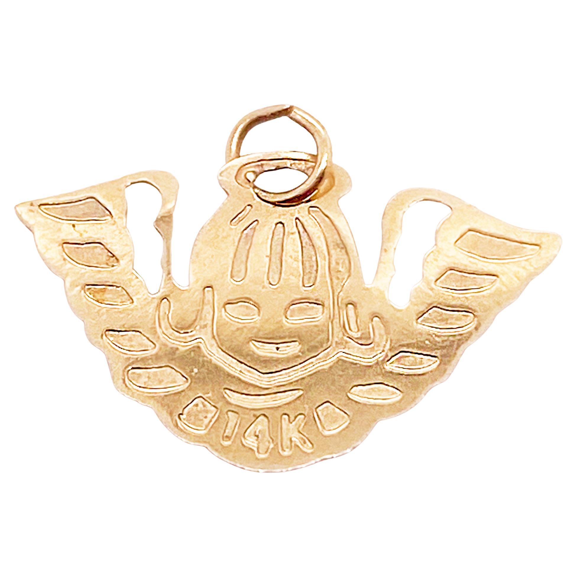 Breloque ou pendentif en forme d'ange en or jaune 14 carats