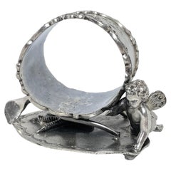 Angel Cherub Figural Antique Wilcox Quadruple Silver Plate Napkin Ring