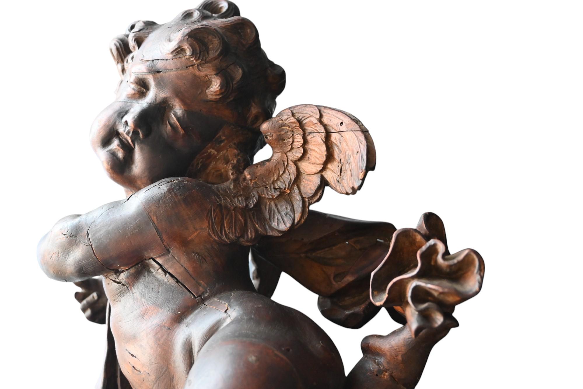 Ángel, Querubín, Putti En Madera Tallada, Barroco, Finales Siglo XVII Tallado a mano en venta