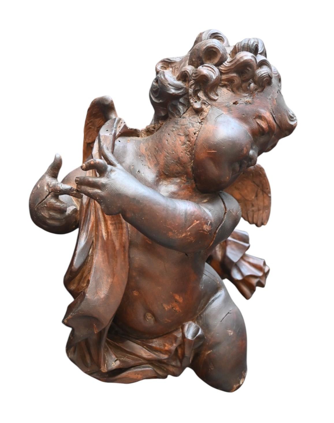 Ángel, Querubín, Putti En Madera Tallada, Barroco, Finales Siglo XVII en venta 3