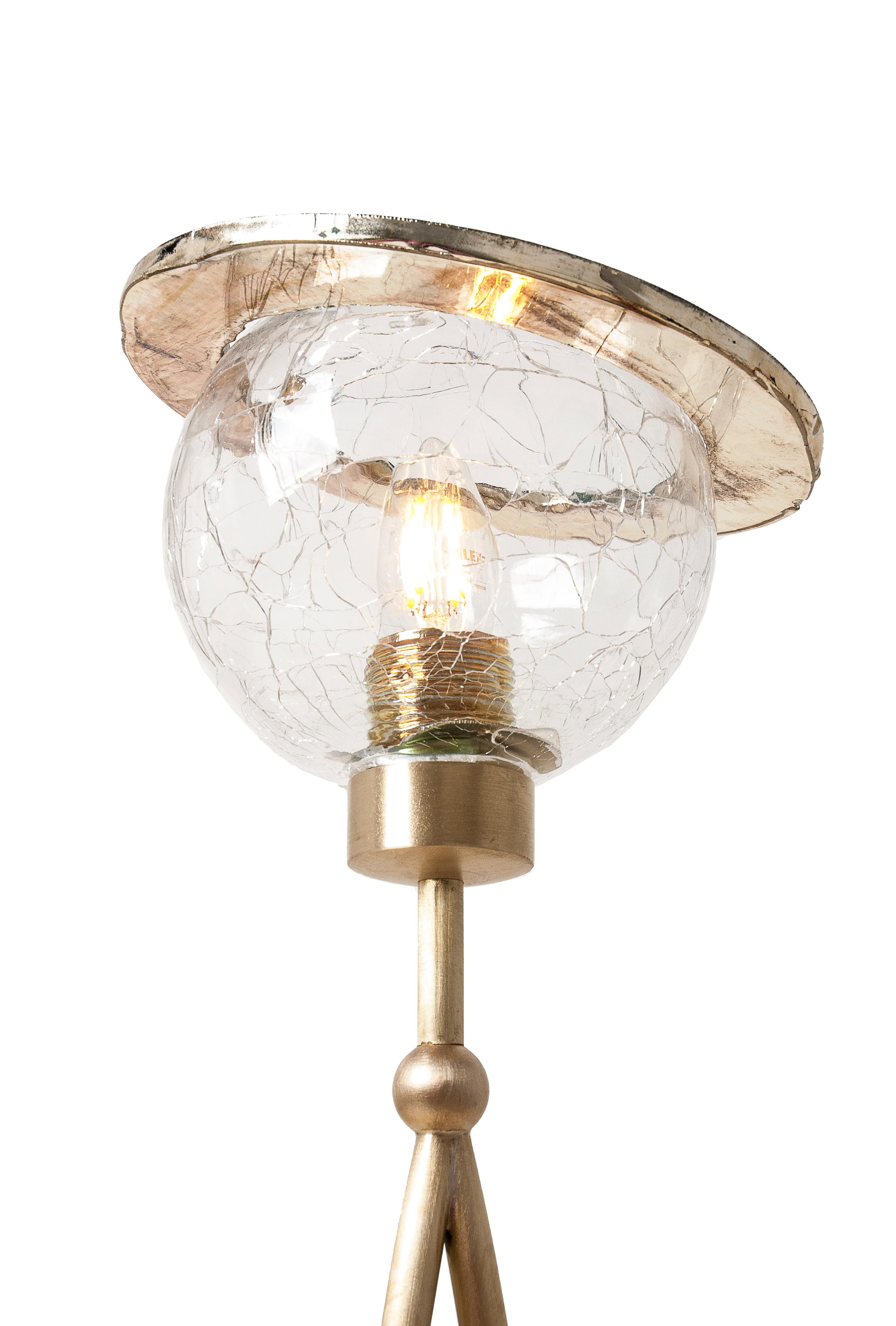 Argenté Lampe sur pied contemporaine « Ange », bol en cristal, anneau en verre argenté en vente